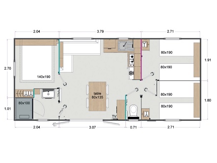 Location Mobilhome Lodge LO83 - 3 chambres dans le Morbihan